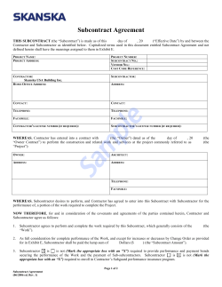 Long Form Subcontract