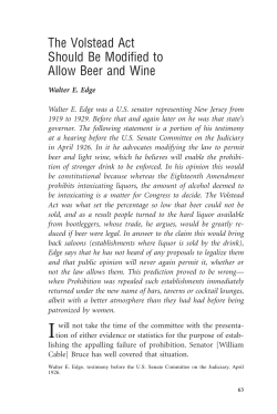 The Volstead Act Should Be Modified to Allow Beer