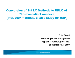 Conversion of Std LC Methods to RRLC of Pharmaceutical Analysis