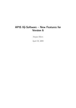 APIS IQ-Software - New Features for Version 6