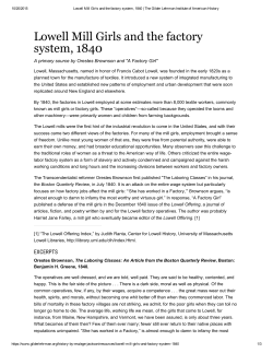 Lowell Mill Girls and the factory system, 1840