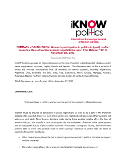 Women`s participation in politics in (post) conflict