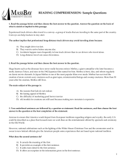 READING COMPREHENSION- Sample Questions