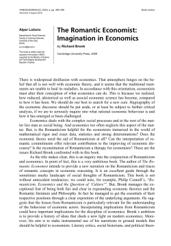 The Romantic Economist: Imagination in Economics