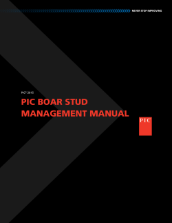 PIC BOAR STUD MANAGEMENT MANUAL
