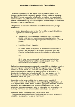 Addendum to BDA Accessibility Formats Policy To enable