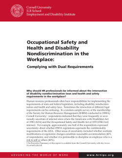 Occupational Safety and Health and Disability Nondiscrimination in