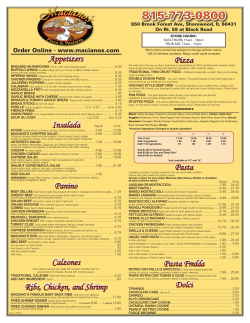 Appetizers Pizza Pasta Pasta Fredda Dolci Insalada Panino