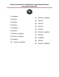 Action Exam Based on Lengthening or Shortening of Muscles Brian
