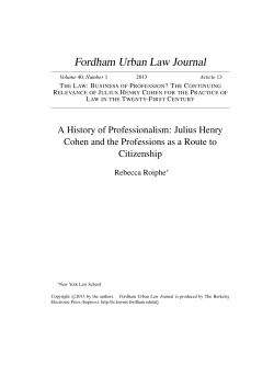 Julius Henry Cohen and the Professions as a Route to Citizenship