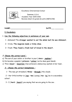 2. Choose the correct word : 3 &ndash; Choose the correct homophones :
