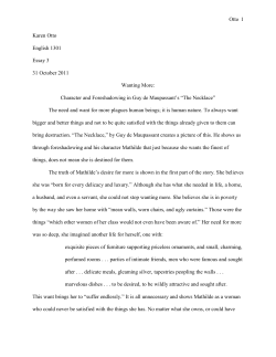 Character and Foreshadowing in Guy de Maupassant`s