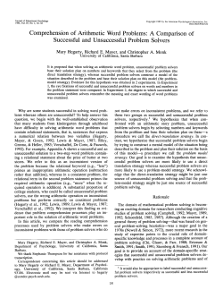 Comprehension of Arithmetic Word Problems: A Comparison of