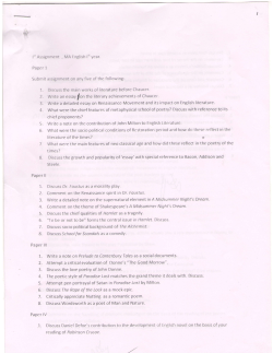 *` l" Assignment , MA tnglish l" year. Paper 1 Submit assignment on