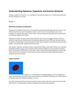 Understanding Hypotonic, Hypertonic and Isotonic Solutions