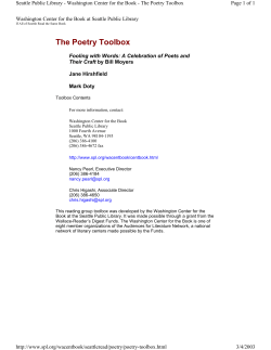 The Poetry Toolbox - Seattle Public Library