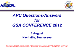 APC Questions/Answers for GSA CONFERENCE 2012