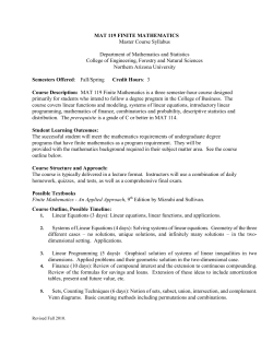 MAT 119 FINITE MATHEMATICS Master Course Syllabus