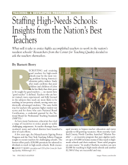 Staffing High-Needs Schools: INsights from the Nation`s Best Teachers