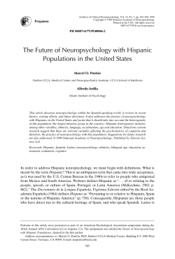 The Future of Neuropsychology with Hispanic Populations in the