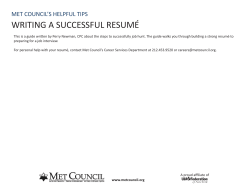 WRITING A SUCCESSFUL RESUMÉ