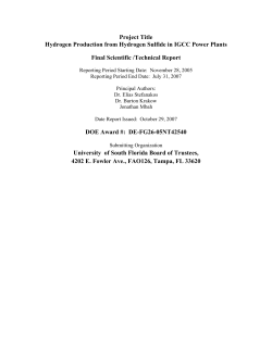 Hydrogen Production from Hydrogen Sulfide in IGCC