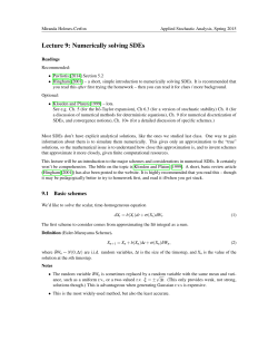 Lecture 9: Numerically solving SDEs