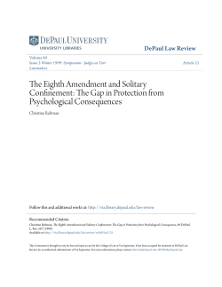 The Eighth Amendment and Solitary Confinement