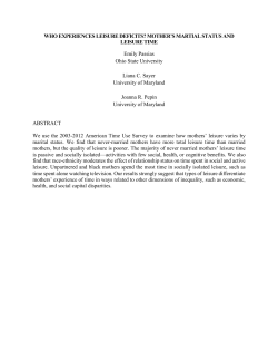 Who Experiences Leisure Deficits?