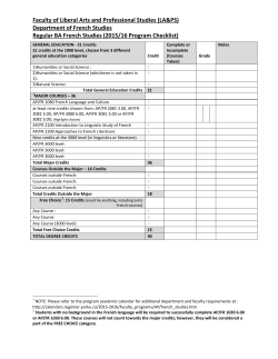 Regular BA French Studies 2015-2016 Program