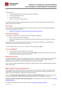 Special Circumstances - Macquarie University