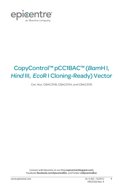 Protocol for CopyControl&trade; pCC1BAC&trade; (BamH I, Hind III, EcoR I