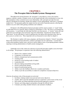 CHAPTER 1: The Preceptor Role in Health Systems Management