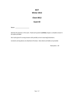 BCIT Winter 2013 Chem 0012 Exam #2