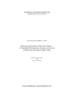 Economic Integration in Interwar Poland A Threshold Cointegration