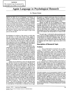Ageist Language in Psychological Research