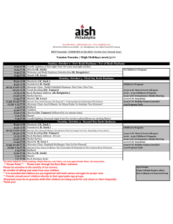 Schedule For Rosh Hashana Services 2016