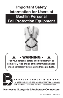 Important Safety Information for Users of Bashlin Personal Fall