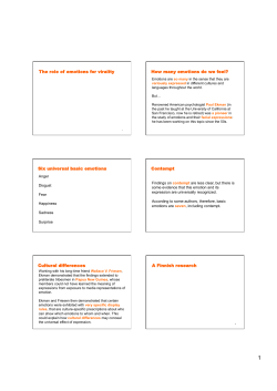 The role of emotions for virality How many emotions do we feel? Six