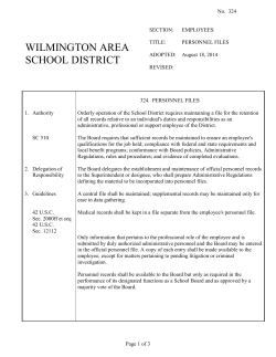 324 - Personnel Files - Wilmington Area School District Home