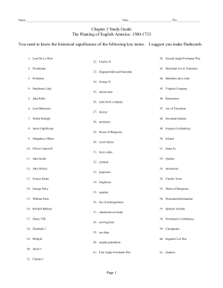 Chapter 2 Study Guide The Planting of English