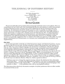 THE JOURNAL OF SOUTHERN HISTORY STYLE GUIDE