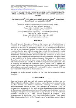 Effects of air intake pressure on the engine performance, fuel