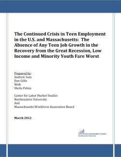 The Continued Crisis in Teen Employment in the U.S. and