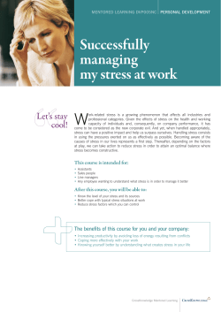 Successfully managing my stress at work