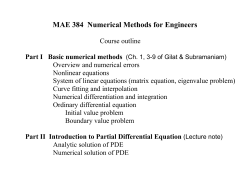 MAE 384 Numerical Methods for Engineers
