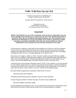 TI-89 / TI-92 Plus Tip List 10.0