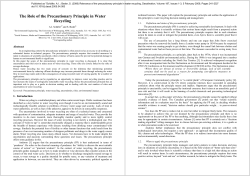 The Role of the Precautionary Principle in Water Recycling