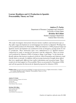 Learner Readiness and L2 Production in Spanish