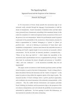 Sigmund Freud and the Suspicion of the Unknown